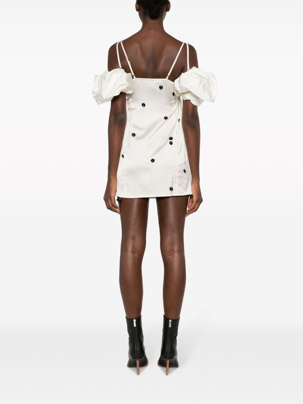 JACQUEMUS Off-White Embroidered Mini Dress with Detachable Sleeves for Women