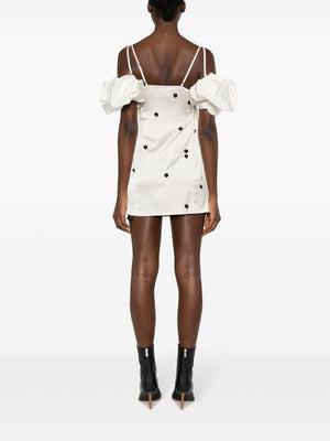 JACQUEMUS Off-White Embroidered Mini Dress with Detachable Sleeves for Women
