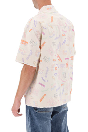 男士白色Jacquemus全字母印花短袖衬衫