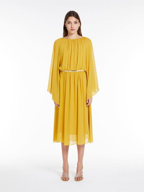 MAX MARA Stunning Mustard Silk Dress for Women - FW23 Collections