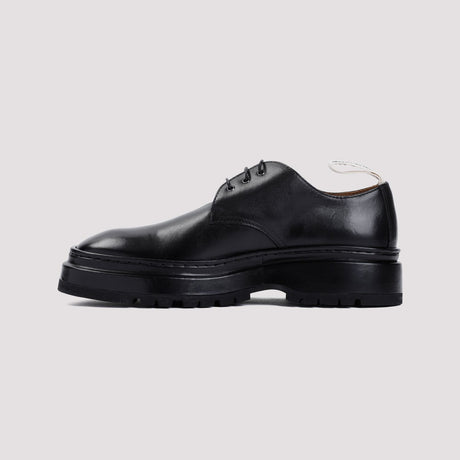 JACQUEMUS Black Leather Men's Lace-Up Moccasins for SS24