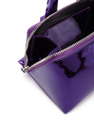 THE ATTICO Purple Friday Crossbody Handbag for Women - Laminate Finish with Silver-Tone Hardware