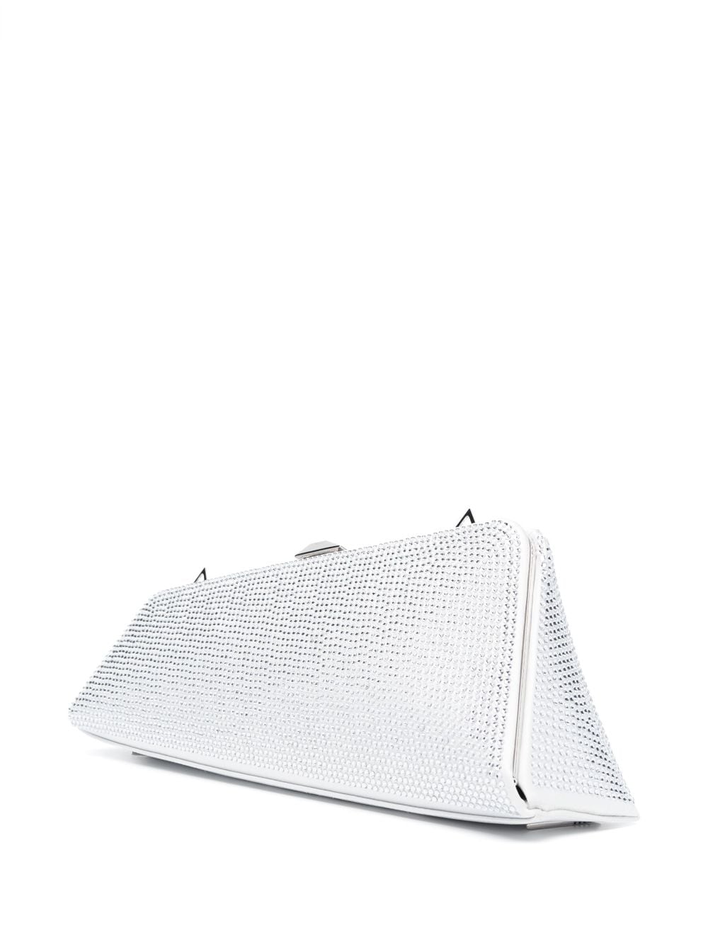 THE ATTICO Silver Nights Crystal-Embellished Leather Clutch with Detachable Strap