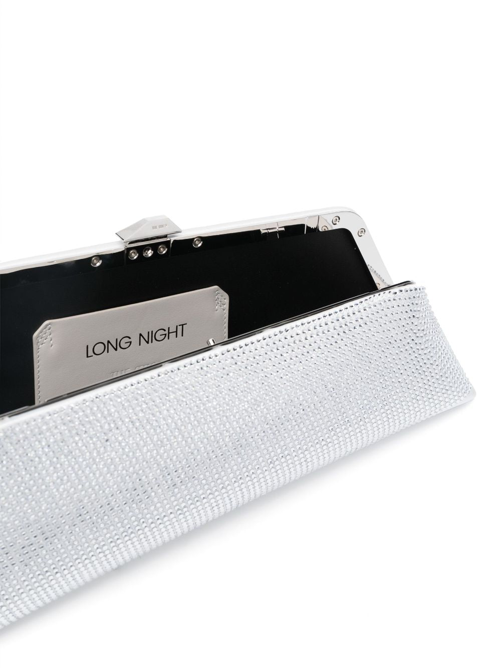 THE ATTICO Silver Nights Crystal-Embellished Leather Clutch with Detachable Strap