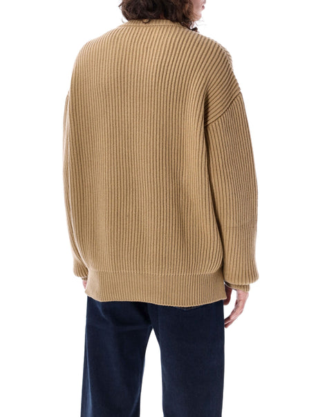 JIL SANDER Oversized Brown Crewneck Knit Sweater for Men