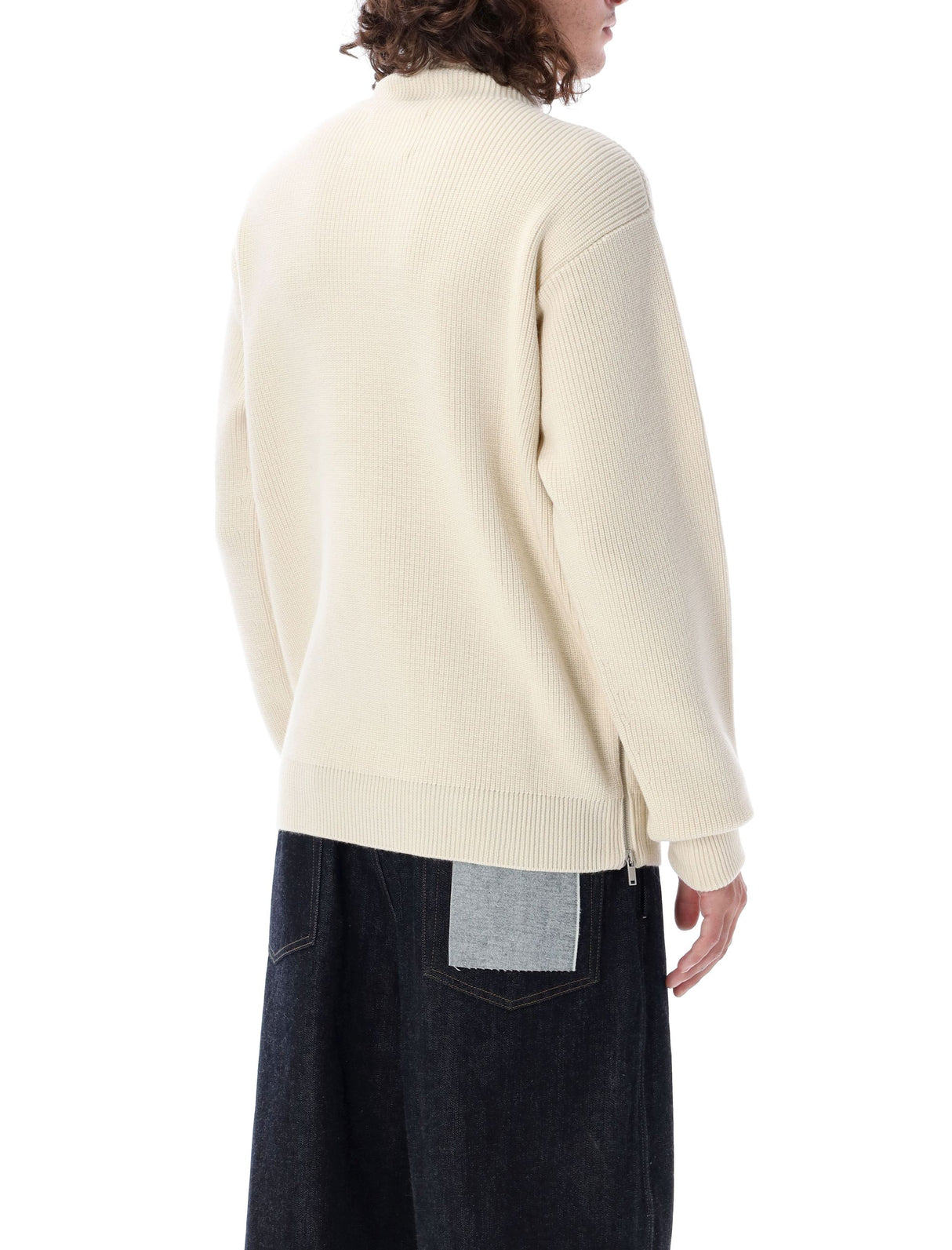 JIL SANDER Men's High Neck Sweater with Zip Side Detail - FW23