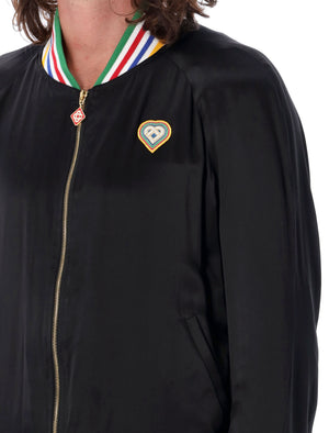 CASABLANCA Luxurious Men's Black Silk Jacket for Fall/Winter 2024