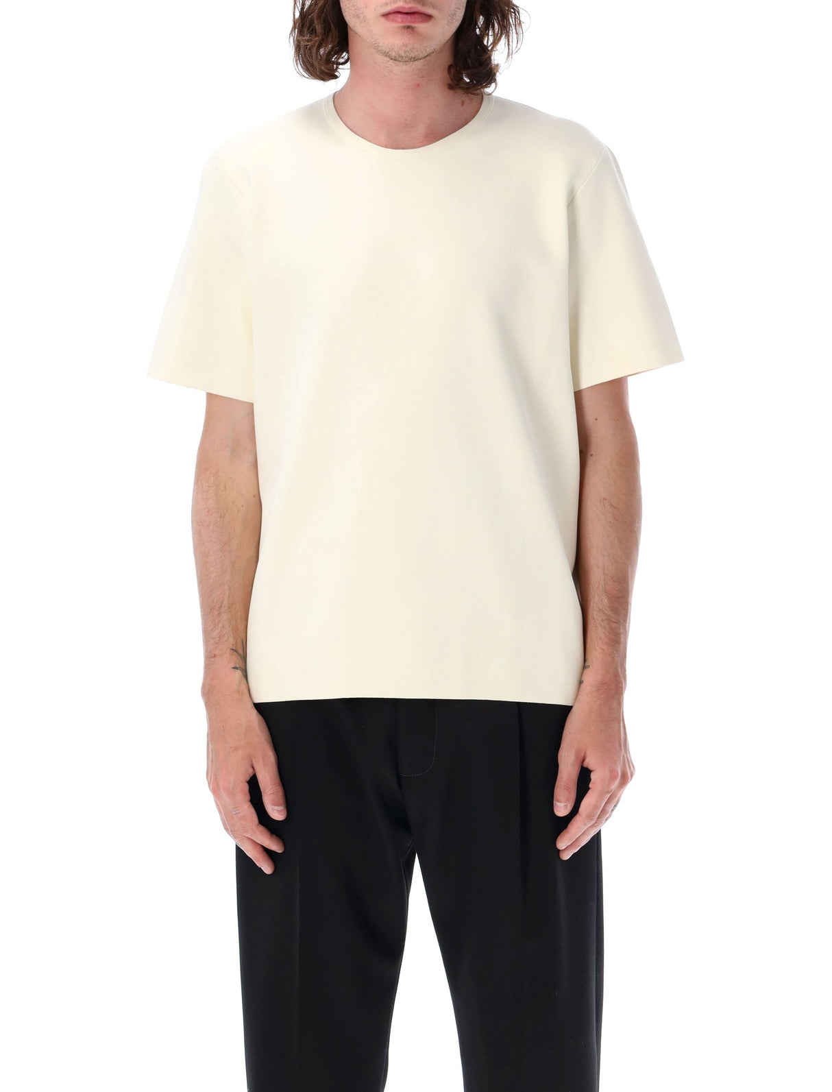 JIL SANDER Mens Superfine Viscose Interlock Knit T-Shirt in White