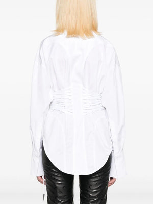 MUGLER Laced Up Shirt in White for Women - FW23 Collection