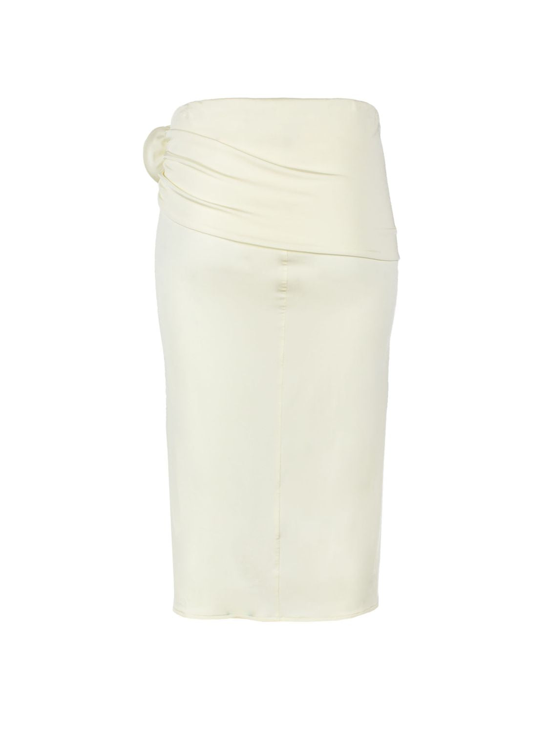 MAGDA BUTRYM Floral-Appliqué Pencil Skirt - Cream White, Pencil Silhouette, Straight Hem, Knee-Length