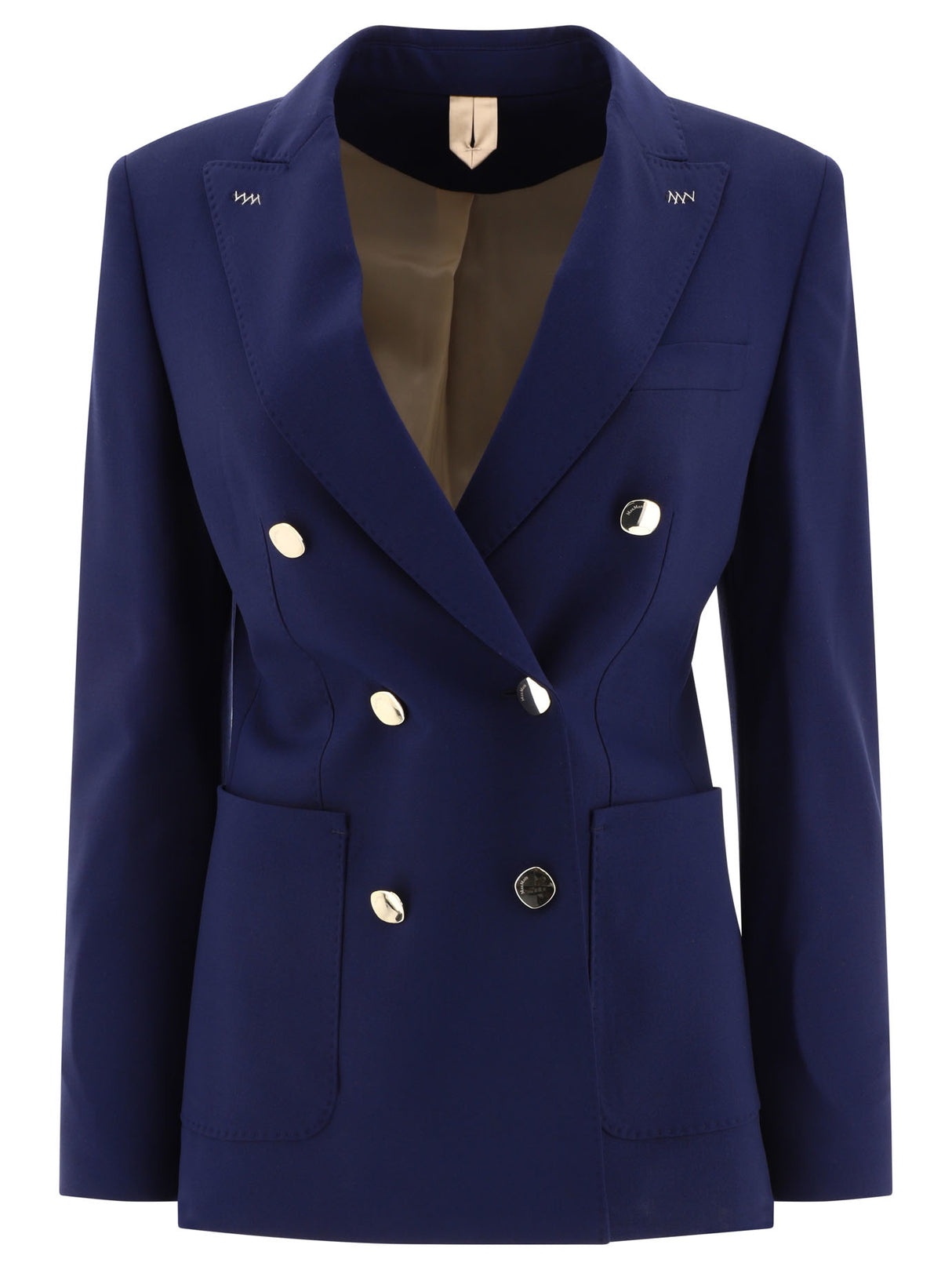 MAX MARA Navy Wool and Mohair Double-Breasted Blazer for Women