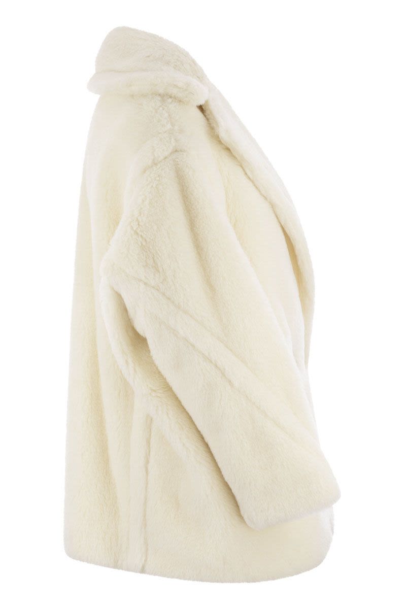 MAX MARA Elegant White Alpaca and Wool Short Jacket with Silk Lining