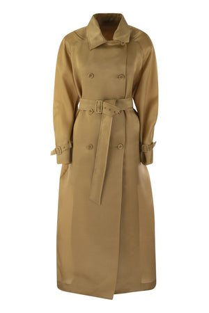 MAX MARA Triple Pure Silk Trench Coat in Leather for Women - SS24 Collection