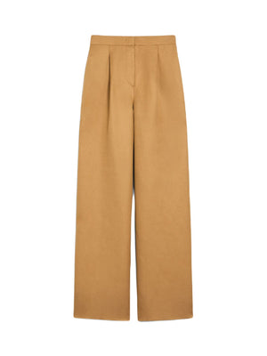 MAX MARA Light and Airy Trouser for Women - Linen and Silk Blend in Neutral Arena Shade