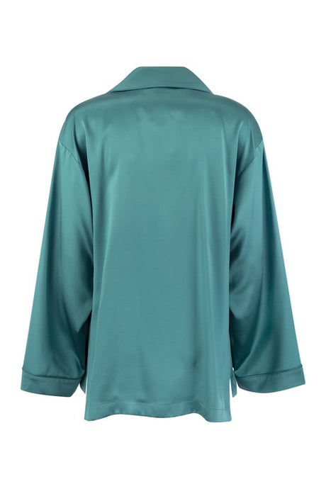 MAX MARA Green Silk Satin Pyjama Shirt for Women - Luxurious Sleepwear