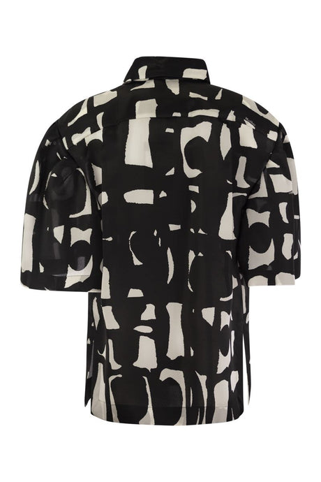 MAX MARA Printed Silk Light Knit Shirt - Black - Women's Clothing