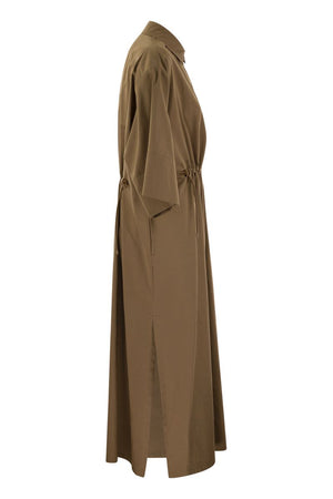 MAX MARA Timeless Brown Cotton-Silk Chemisier Dress