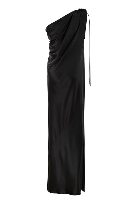 MAX MARA Elegant One-Shoulder Silk Satin Dress for Women