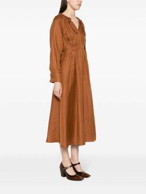 MAX MARA Stylish Flaxlinen and Silk Dress in Brown for Women - SS24 Collection