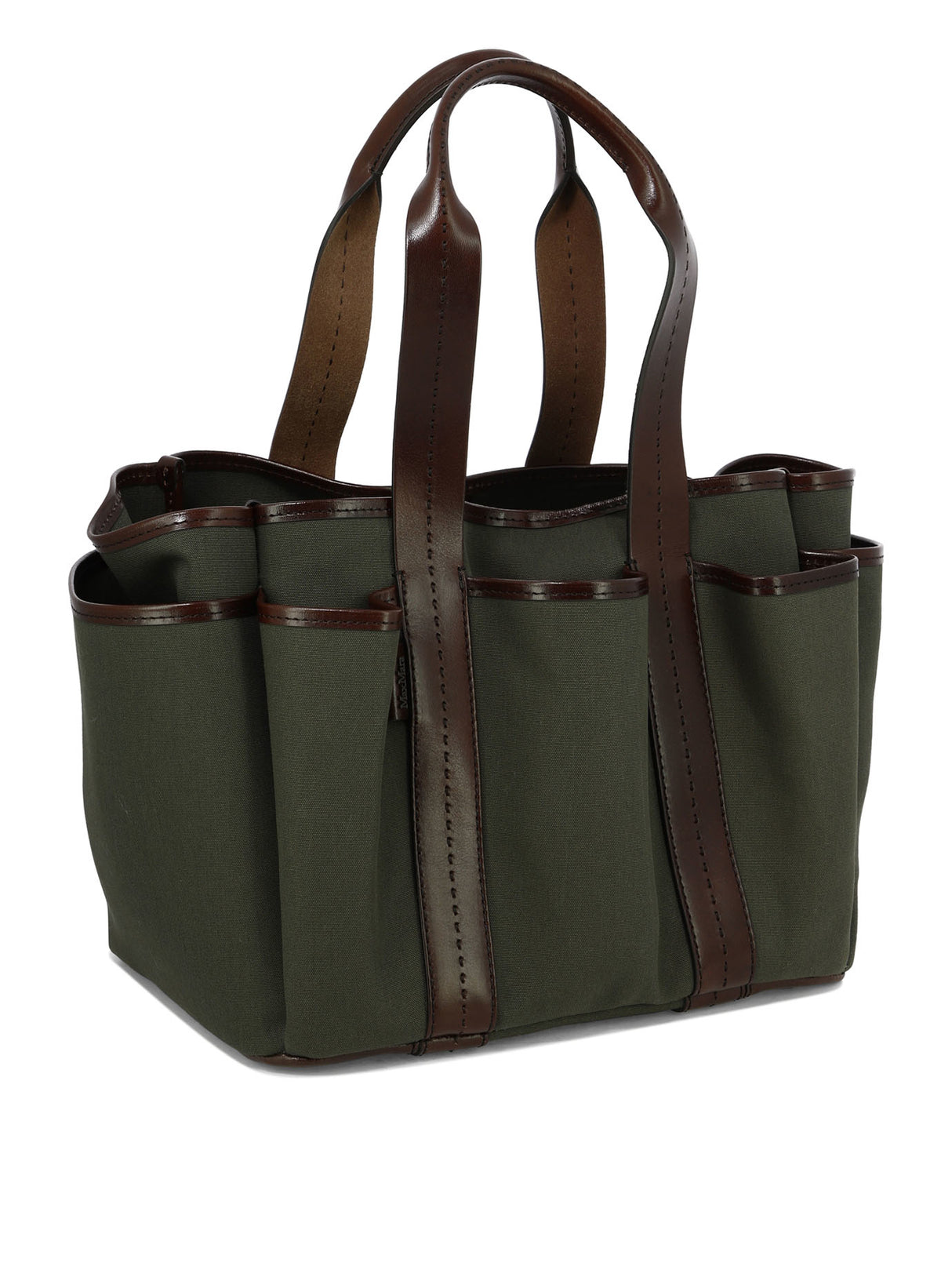 MAX MARA Green Canvas and Leather Tote Handbag for Women
