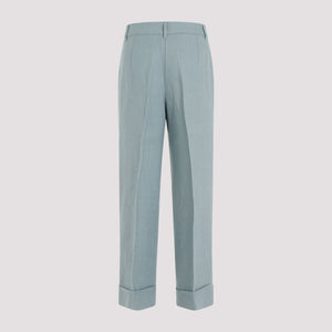 MAX MARA Blue Linen Pants for Women