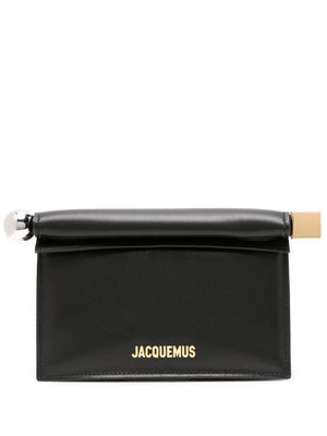 JACQUEMUS Black Leather Pochette Clutch for Women - SS24 Collection