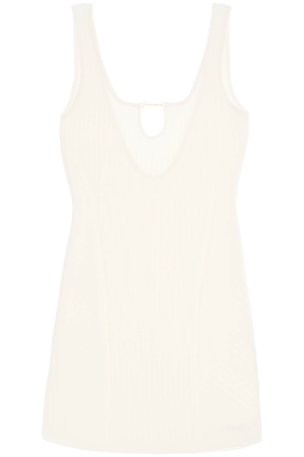 JACQUEMUS Elegant White Mini Dress for Women - Scalloped Neckline and Open Back