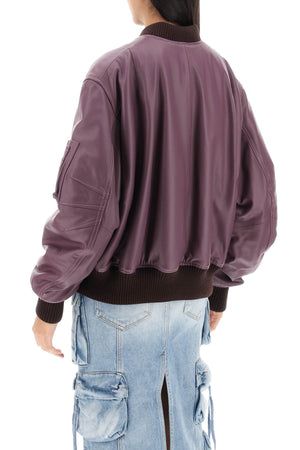 紫色真皮夹克外套女 | 非常宽松版型 | SS24