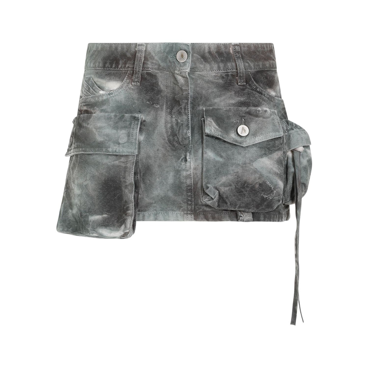 THE ATTICO Camouflage Cargo Mini Skirt in Stained Green for Women