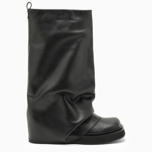 THE ATTICO Black Leather Combat Boots for Women - SS24 Collection