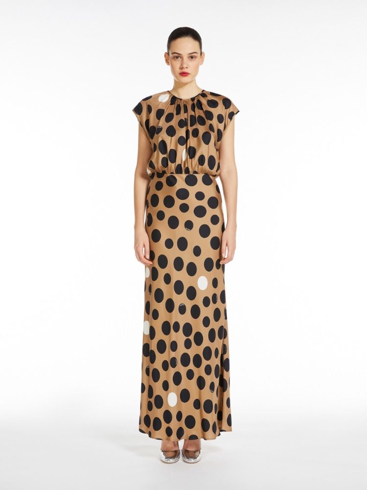 MAX MARA Luxurious Beige Silk Dress for Women - Fall/Winter 2024