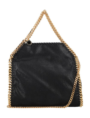 STELLA MCCARTNEY Mini Falabella Tote with Gold Chain Detail, Black - Shoulder & Handbag