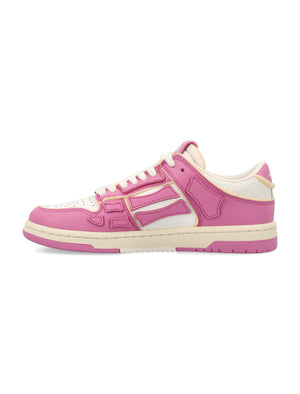 粉色低帮裂纹皮革女士运动鞋 - FW24