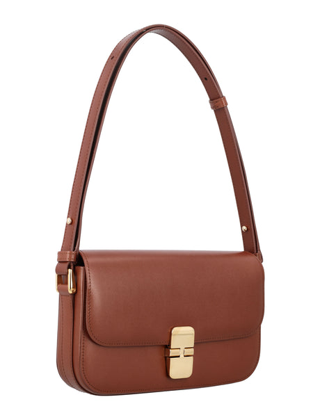 A.P.C. Elegant Leather Mini Baguette Handbag, 14x24.5x5 cm