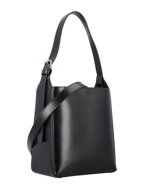 A.P.C. Chic Mini Drawstring Handbag with Adjustable Strap - Black Leather
