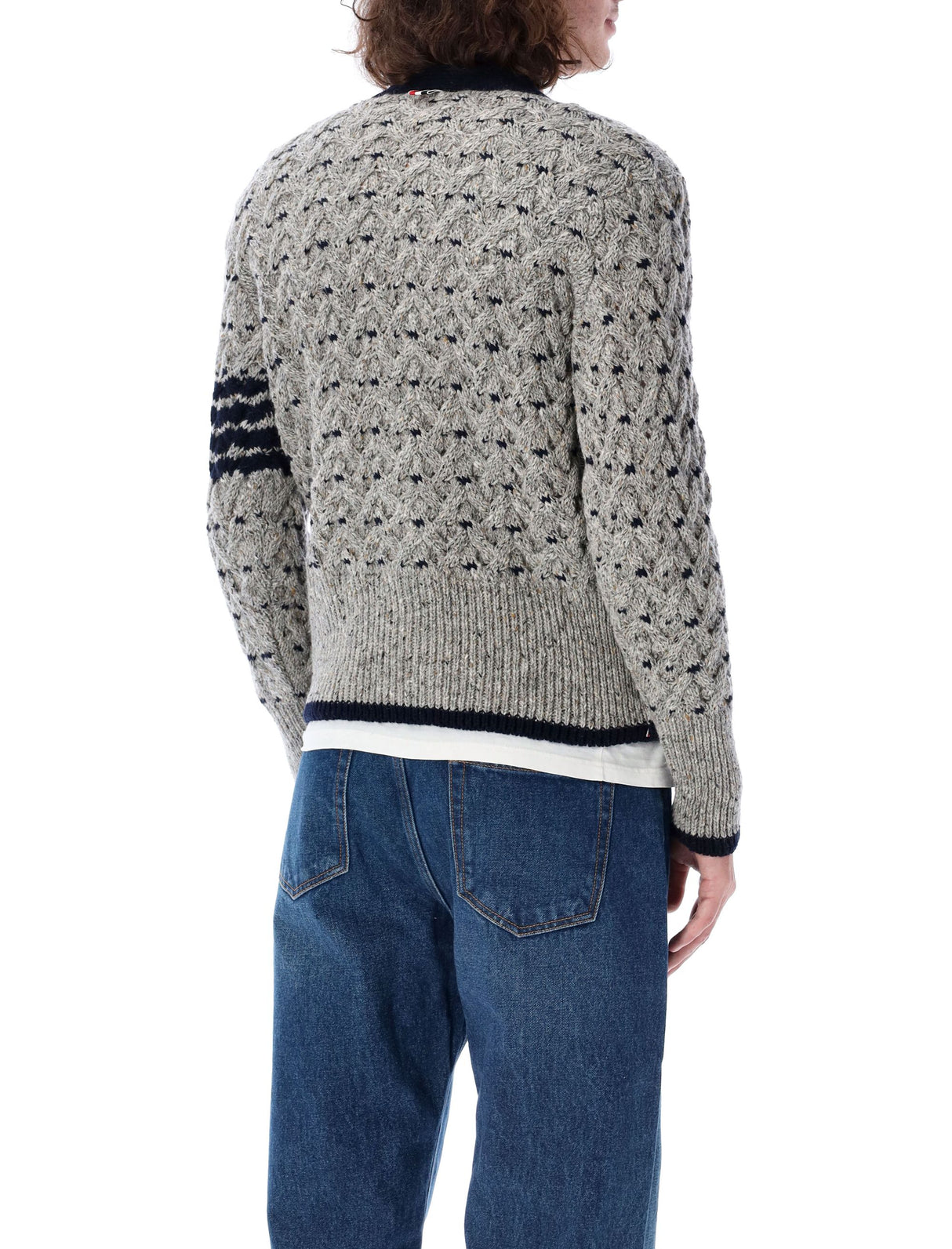 THOM BROWNE ALL-OVER CABLE STITCH CLASSIC CARDIGAN
