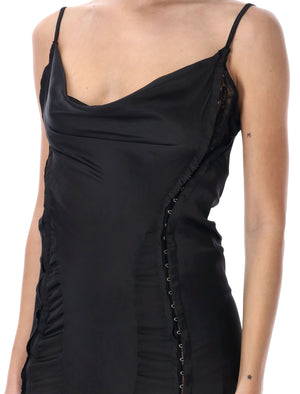 Y/PROJECT Sleek Black Hook-and-Eye Long Dress for Women's SS24 Wardrobe