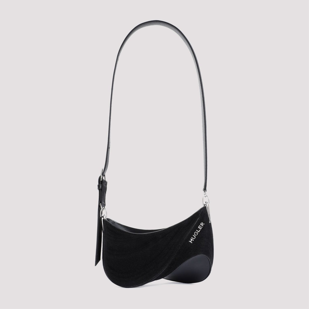 时尚女士曲线手提包-SS24黑色时尚肩背双用包