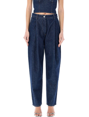 MAGDA BUTRYM Navy Blue Oversized Denim Pants with High-Rise Waist for Women