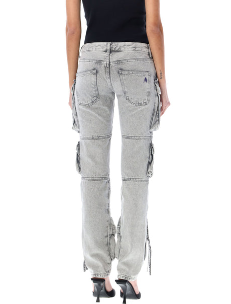 Low Waist Denim Cargo Jeans with Embroidered Logo by THE ATTICO