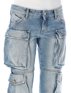 低腰天蓝色女式货物牛仔裤 - SS24系列