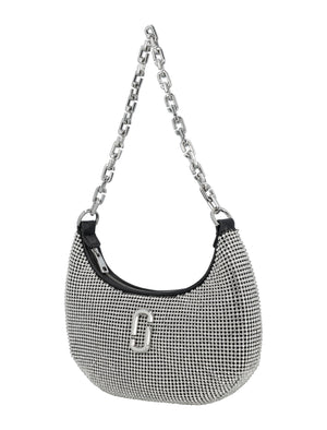 MARC JACOBS Rhinestone Studded Mini Curve Handbag with Chain Strap and Logo Detailing