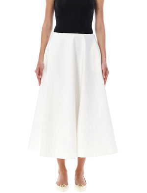Flared Mid-Length Cotton Skirt for Women in White by Valentino Garavani