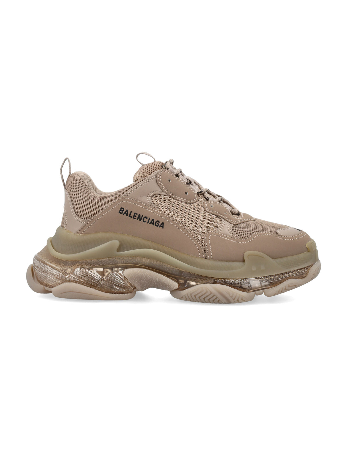 BALENCIAGA Men's Triple S Clear Sole Sneakers in Brown/Black - SS24 Collection