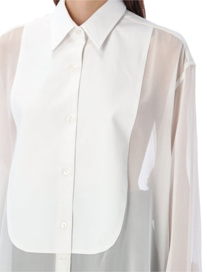 STELLA MCCARTNEY S-Wave Silk Chiffon Tuxedo Shirt for Women - Sheer and Sophisticated