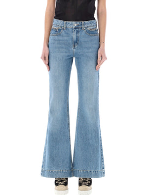 STELLA MCCARTNEY Cotton Flared Jeans with Falabella Chain - SS24