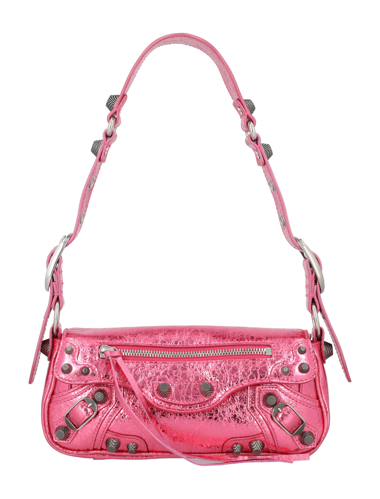 流行时尚女性必备！知名时尚品牌大气金属粉色小斜挎手提包