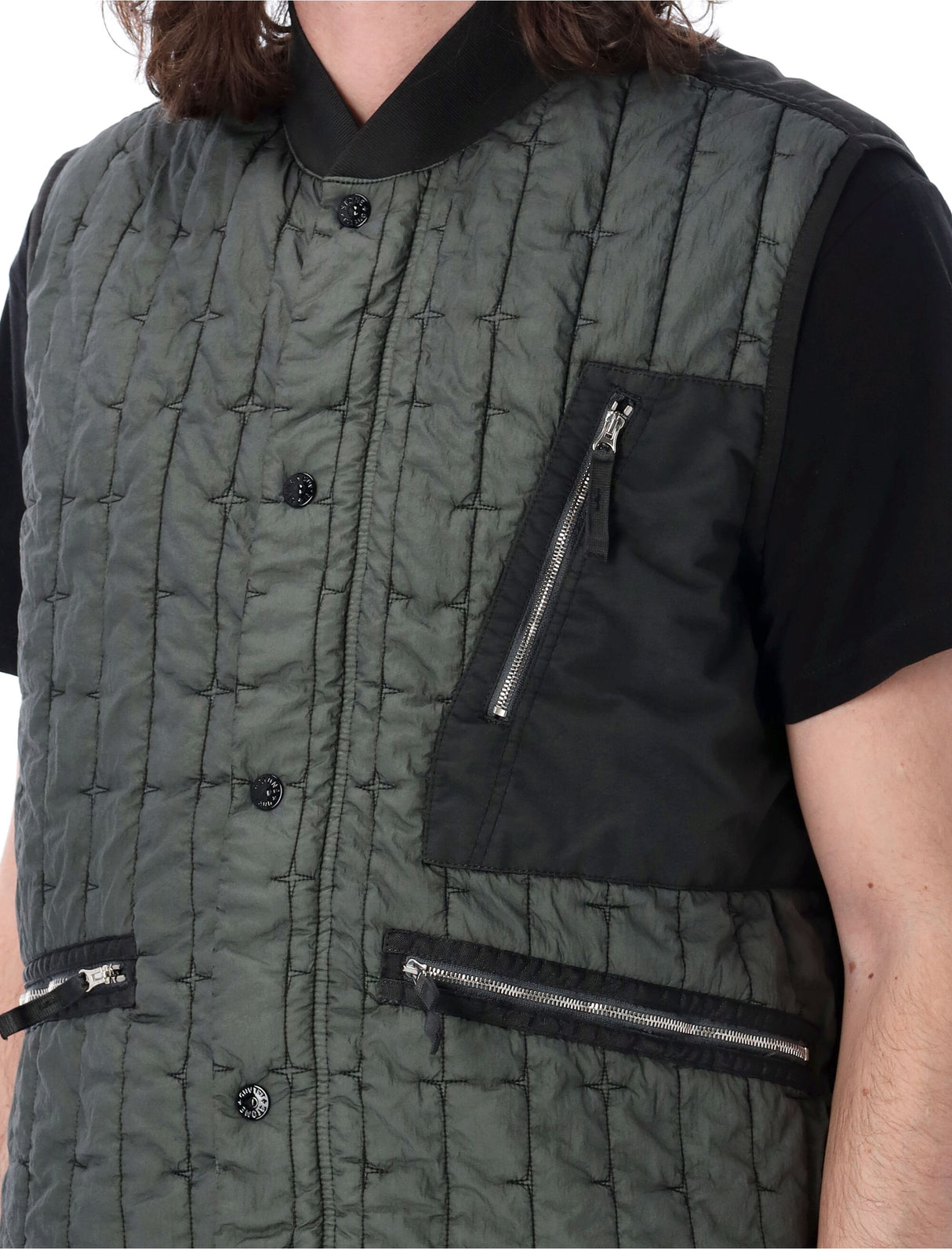 STONE ISLAND Men's Quilted Nylon Vest in Gray - Perfect for Spring/Summer 2024