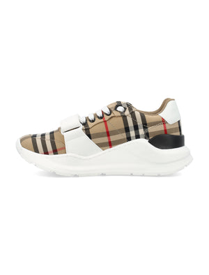 BURBERRY Checkered Tan Low-Top Sneakers for Women