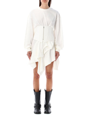 ACNE STUDIOS Plush Mini Dress with Bustier Waist and Appliqué T-Shirt Detail
